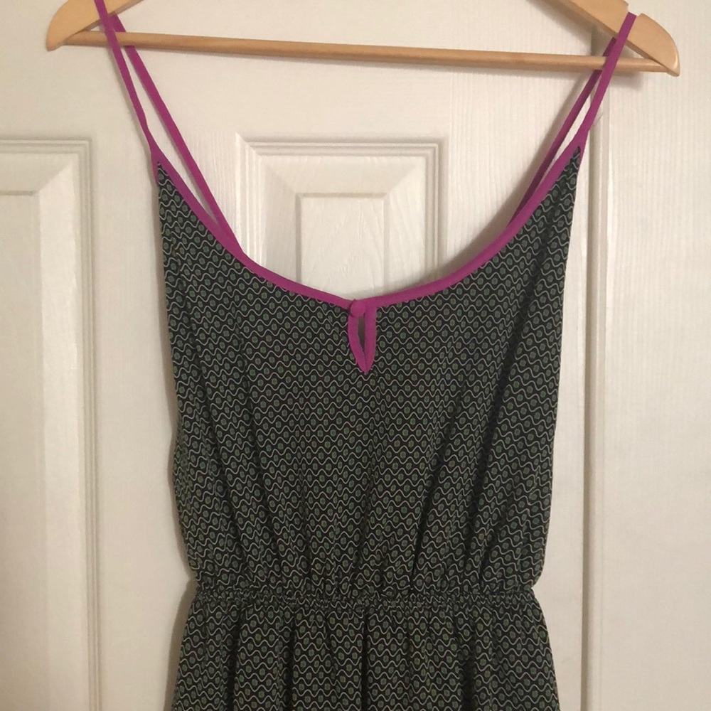 Green & Black print Dress